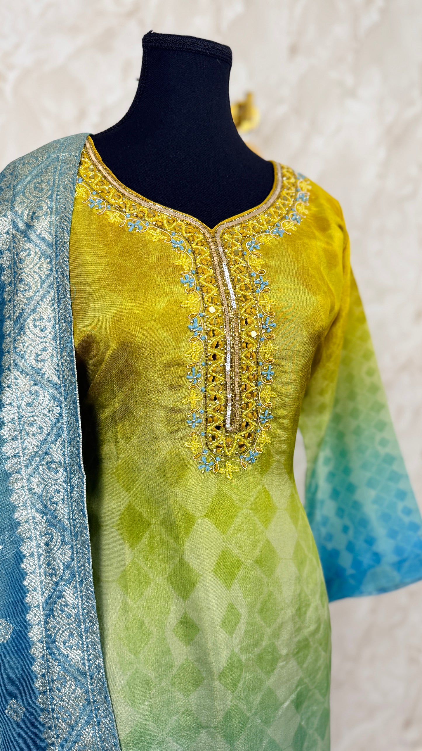 Shimmer silk banarasi touch suit