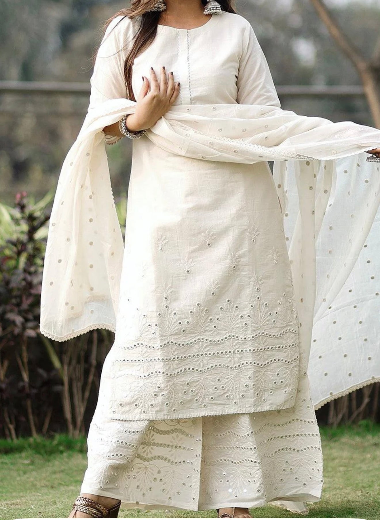 Pure cotton embroidered suit
