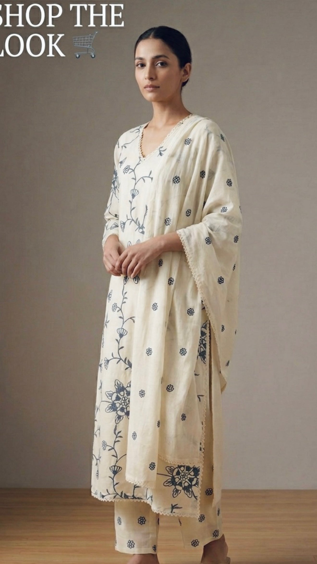 Full thread-work pure cotton suit