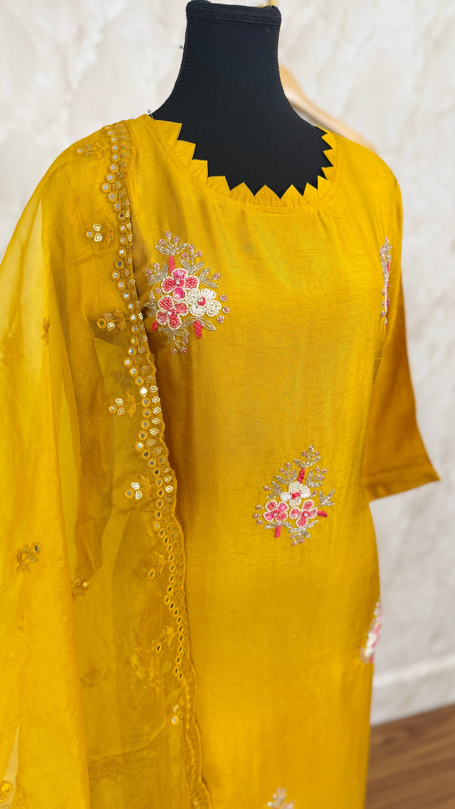 Silk handwork suit with beautiful embroidered duptta