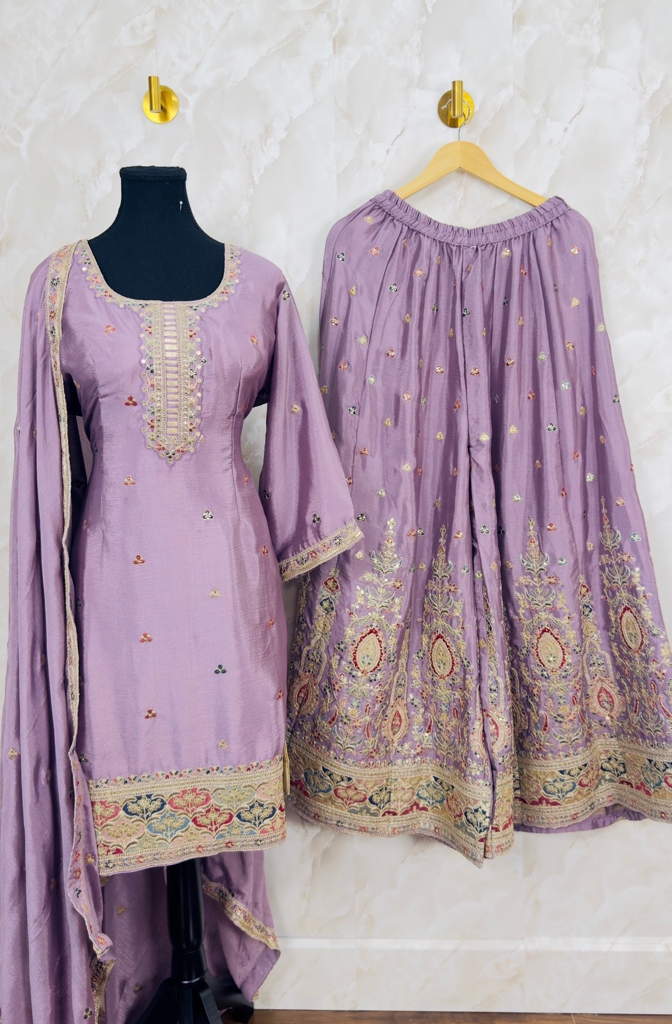 Embroidered sharara suit