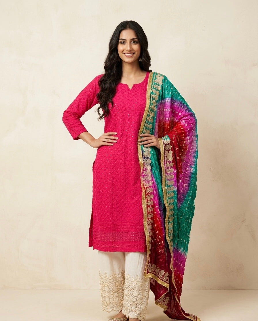 bandhani duptta suit