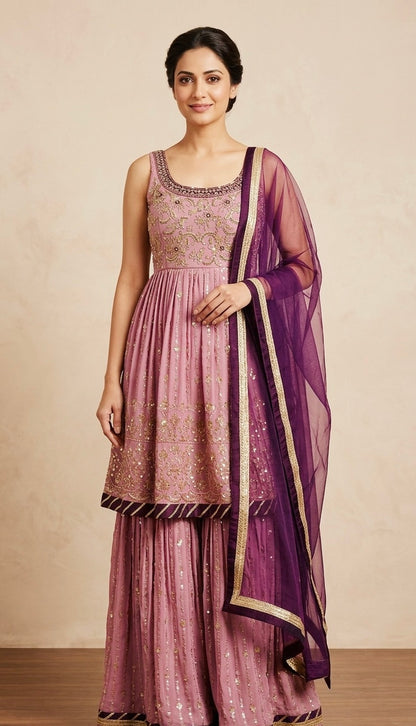 Heavy party wear peplum suit