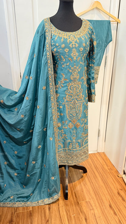 Fully embroidered party wear pant suit