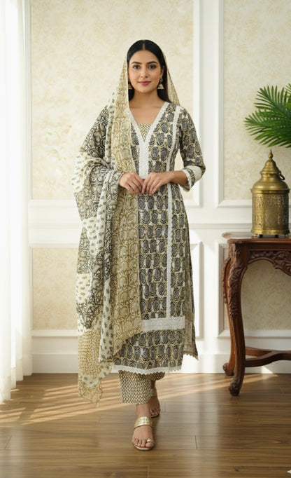 Pure cotton lace work suit