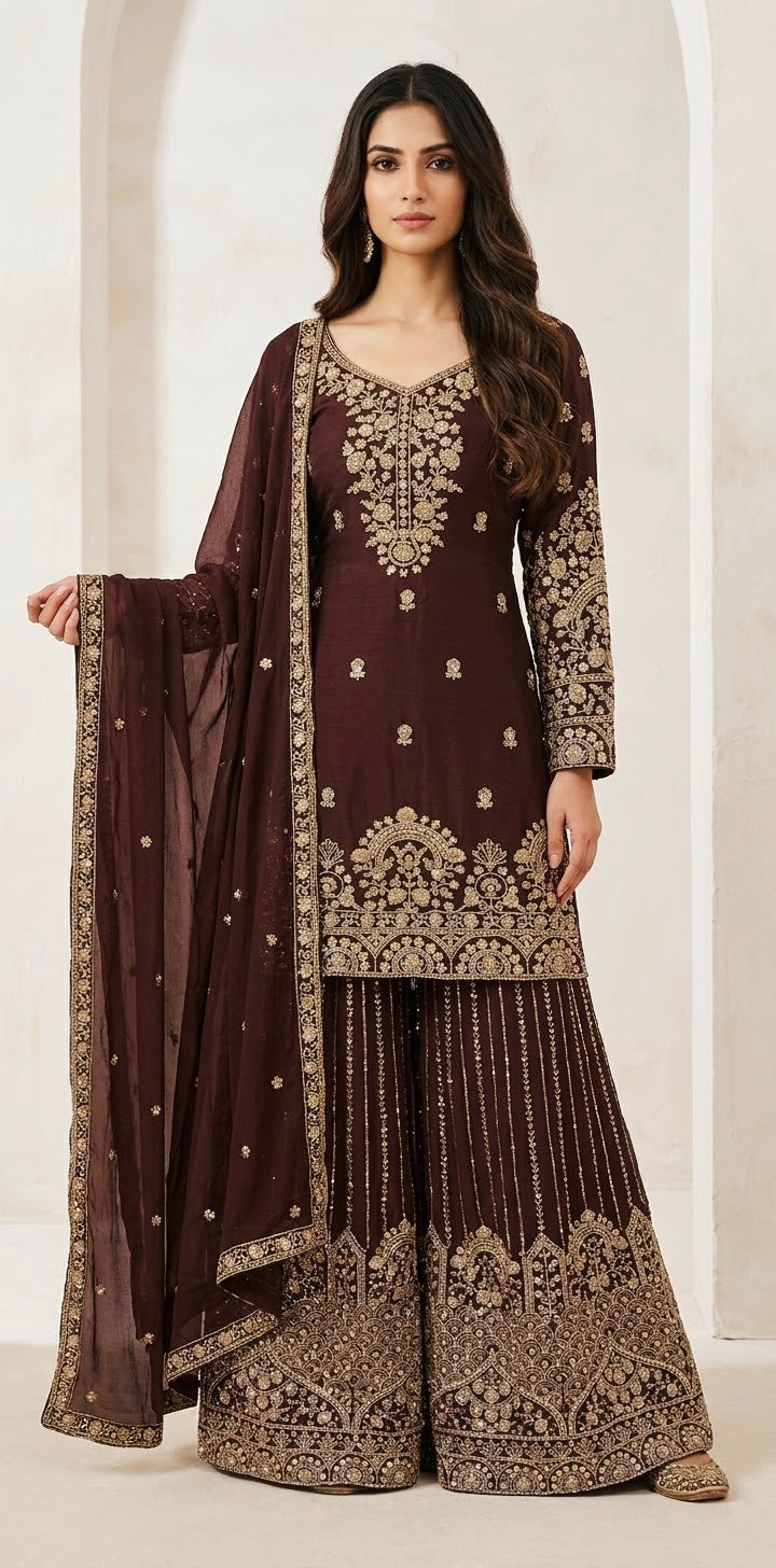 Fully heavy sharara suit SF707