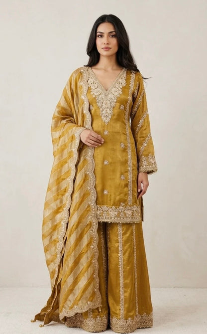 Shimmer silk sharara suit SF498