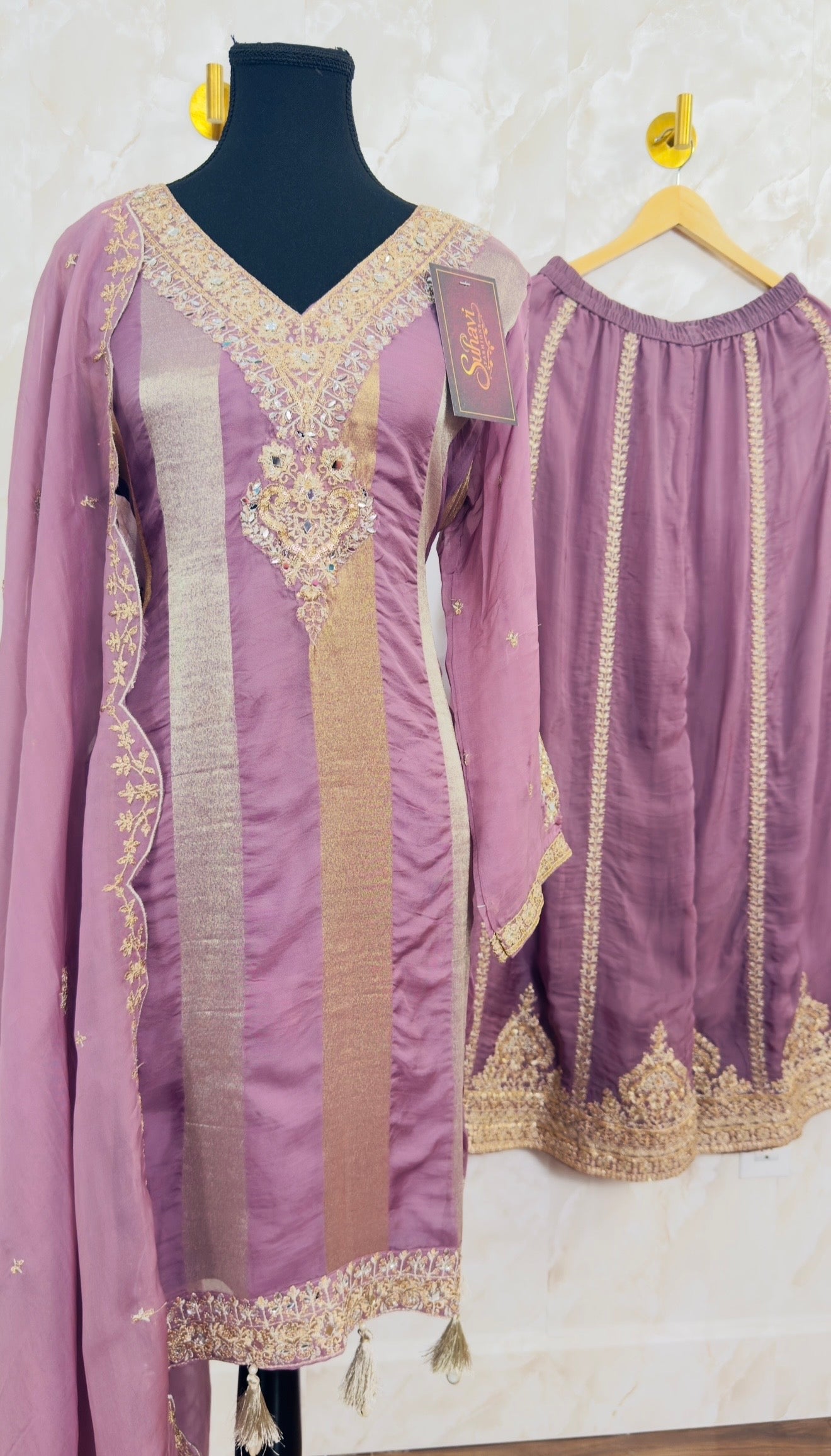 Pure organza embroidered suit