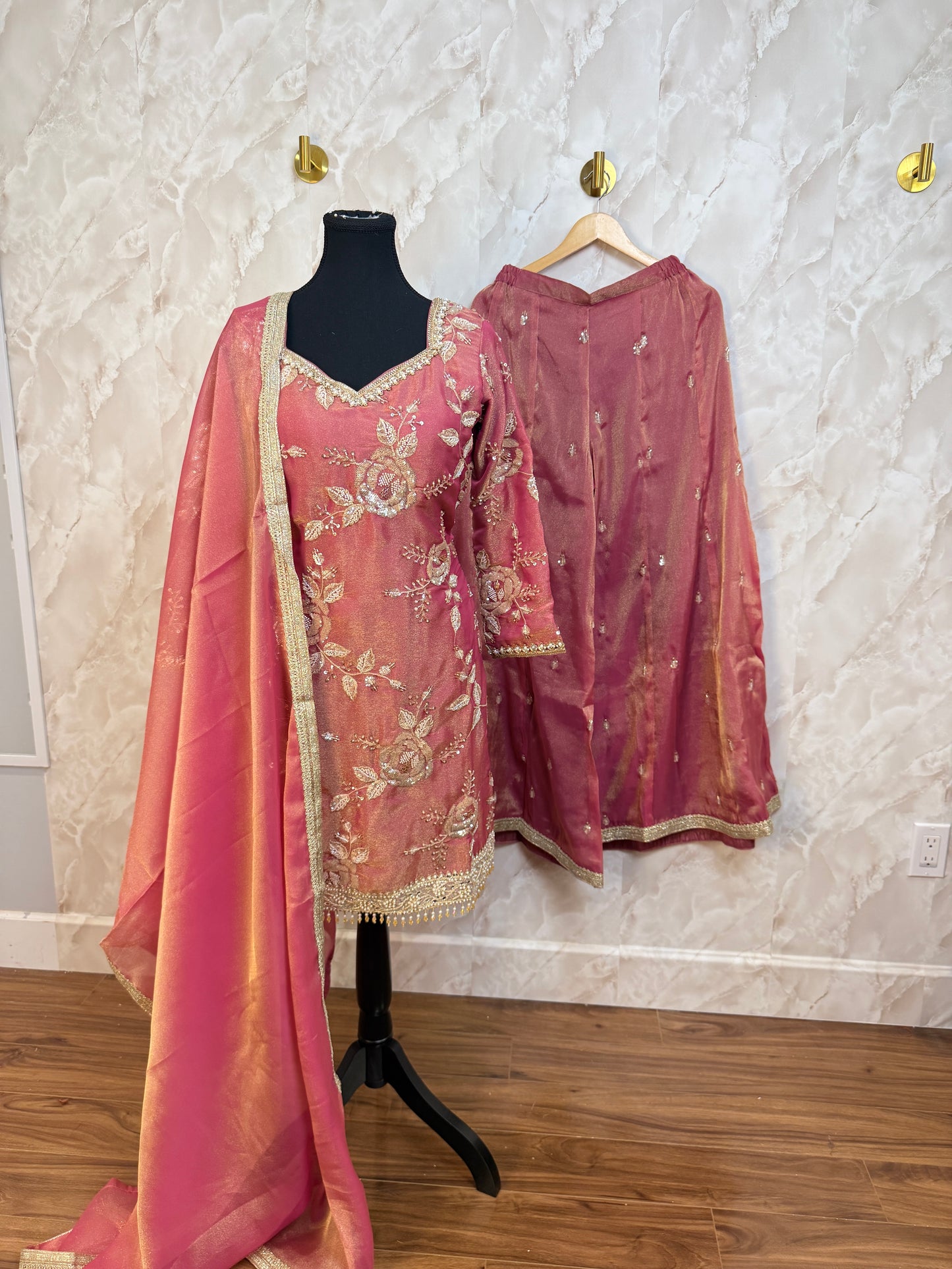 Shimmer embroidered suit