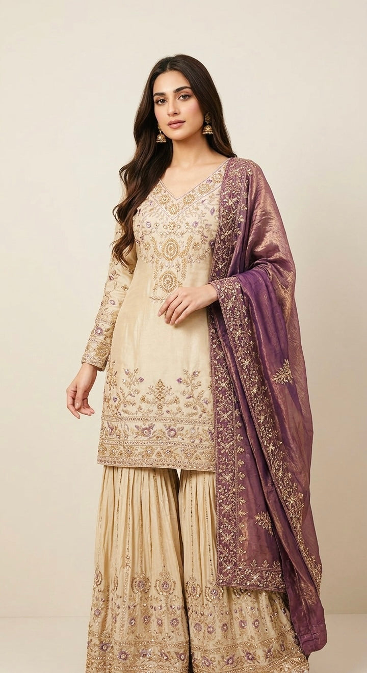 Heavy party wear sharara suit SF489