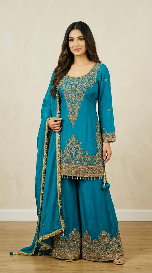 Heavy embroidered sharara suit SF695