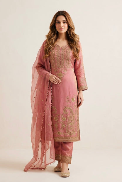 Shimmer silk pakistani pant suit SF684