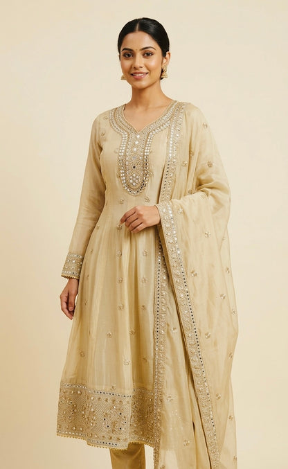 Pure chinnon party wear anarkali