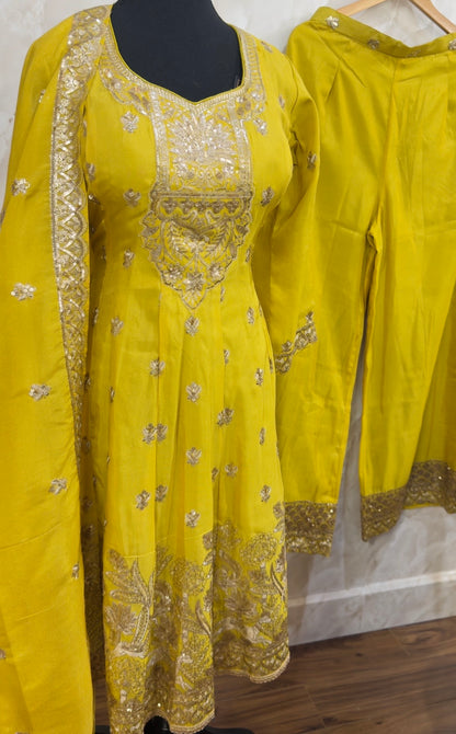 Shimmer silk party wear sharara suit SF446