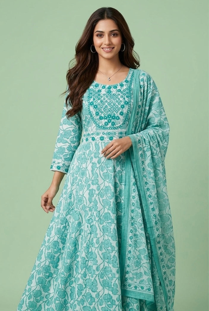 Rayon cotton anarkali suit
