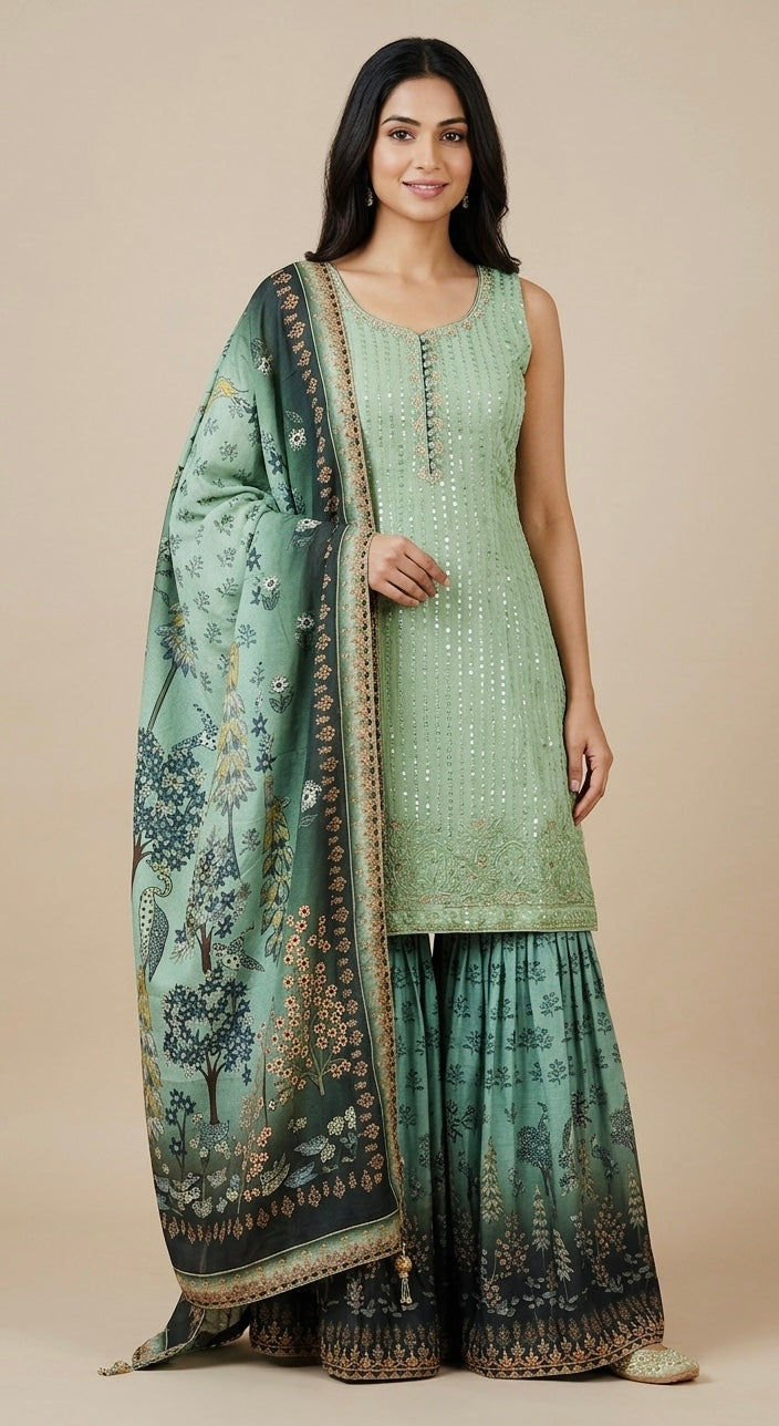 Beautiful garara suit (sleeves available )