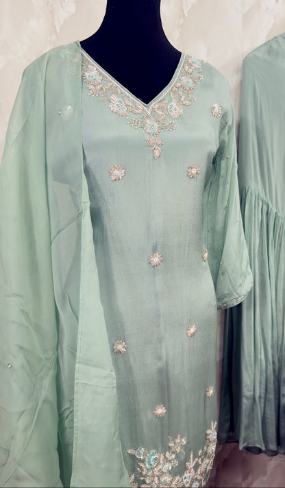 Pure chinnon garara suit
