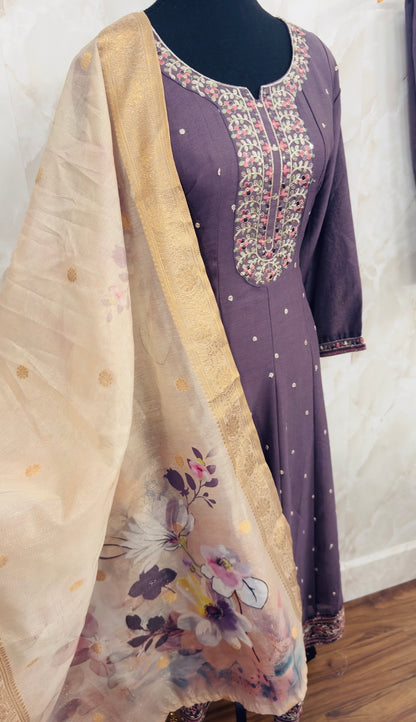 Chinnon anarkali with banarasi duptta