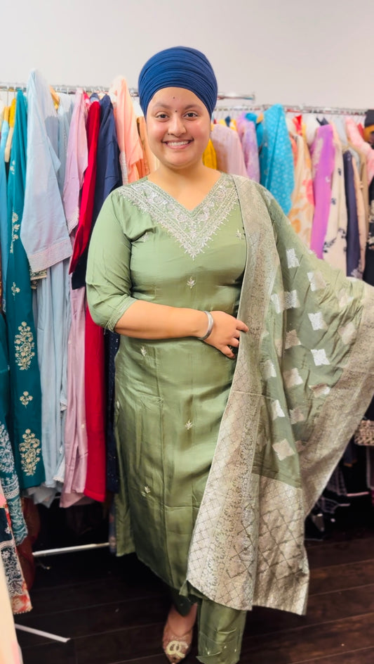 Silk suit with banarasi duptta