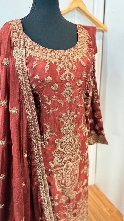 Fully embroidered party wear pant suit