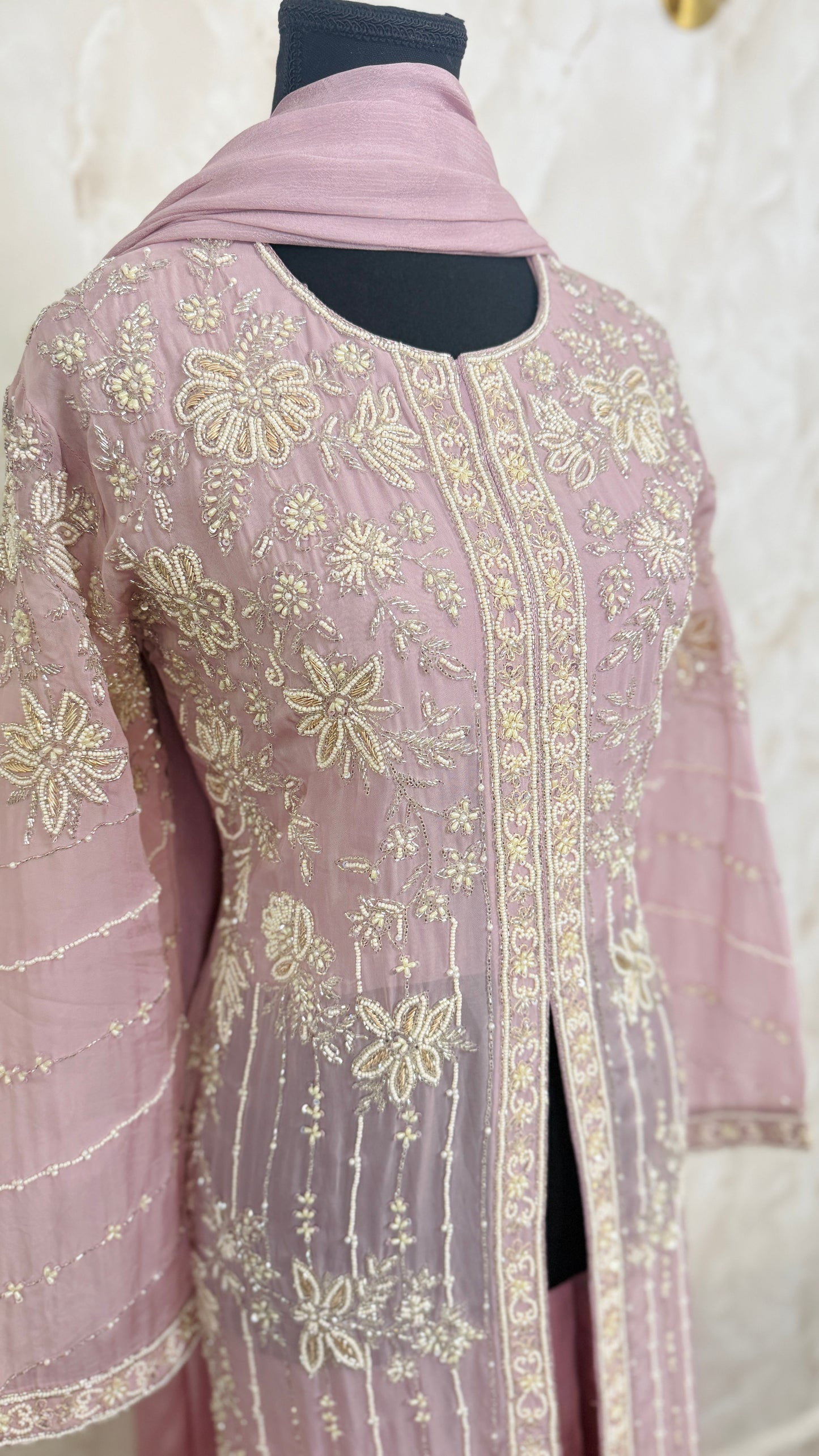 Heavy hand work front slit designer suit