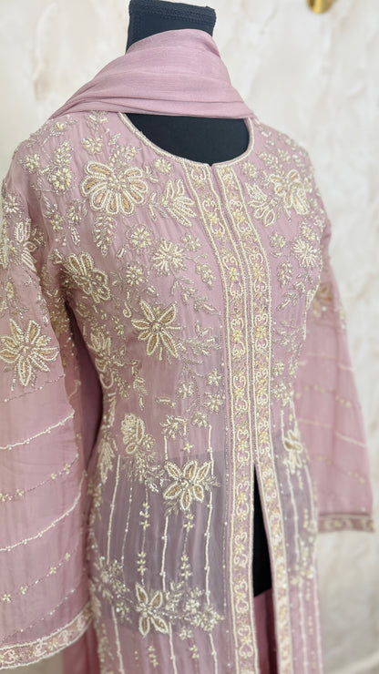 Heavy hand work front slit designer suit