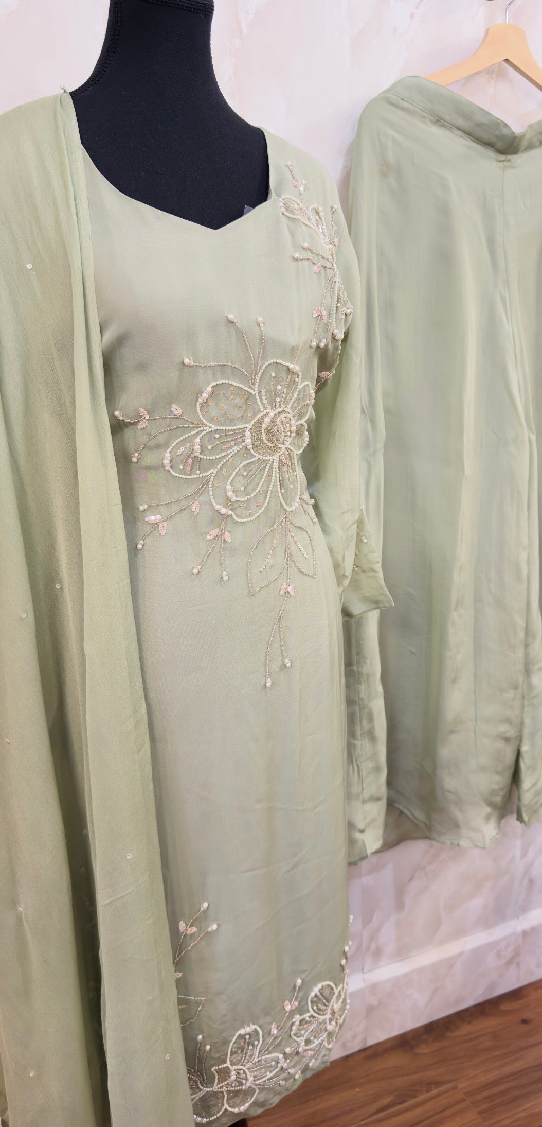 Pure organza peral work plazzo suit SF487