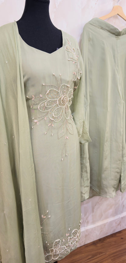 Pure organza peral work plazzo suit SF487