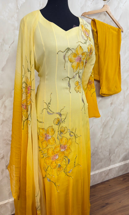 Pure chinnon party wear suit