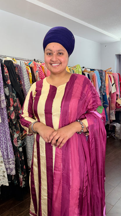 Silk salwar suit with tabby duptta