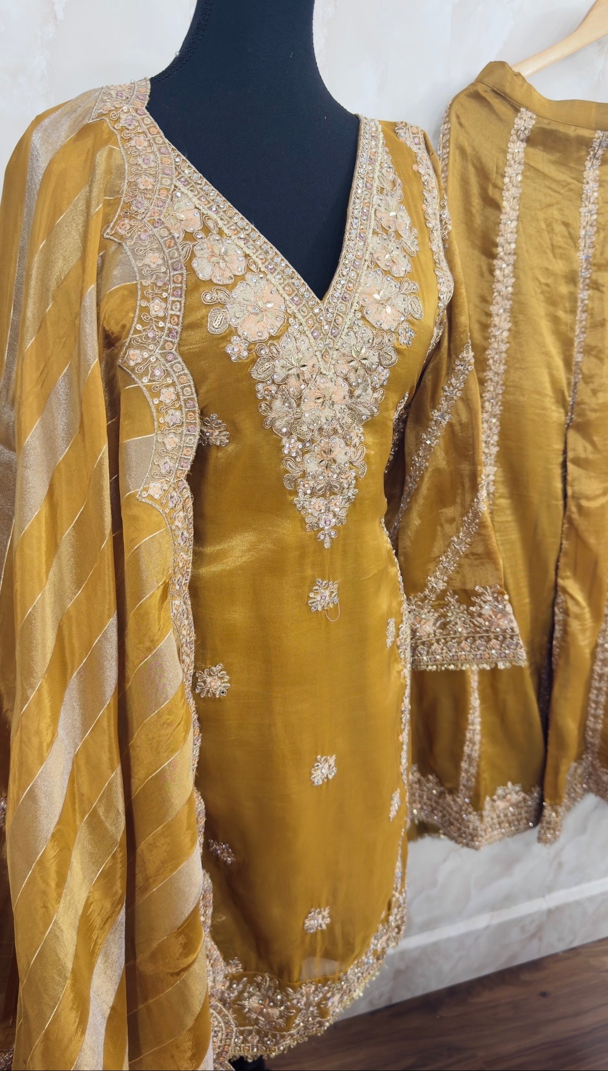 Shimmer silk sharara suit SF498