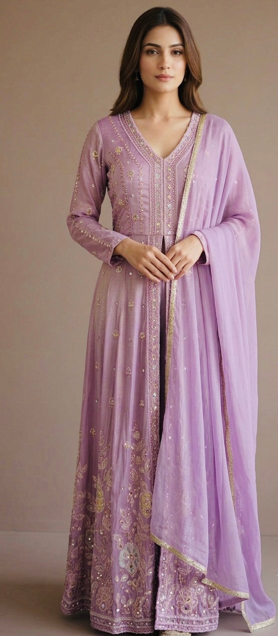 Front slit frock style suit with pants