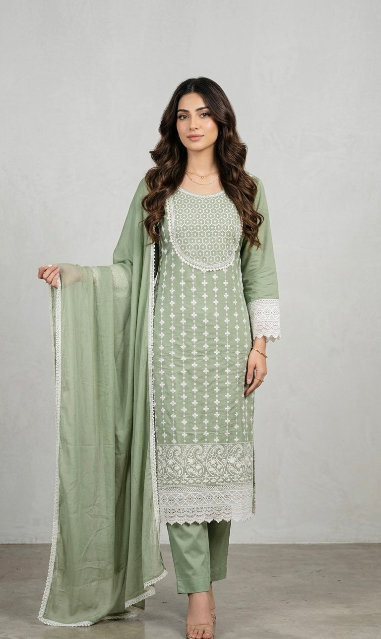 Pure cotton thread work suit