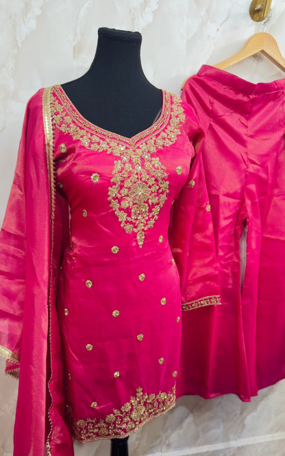 Shimmer silk sharara suit SF436