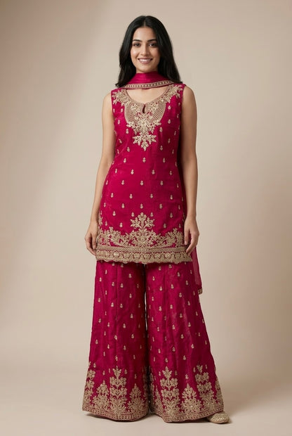 Beautiful embroidered sharara suit SF682
