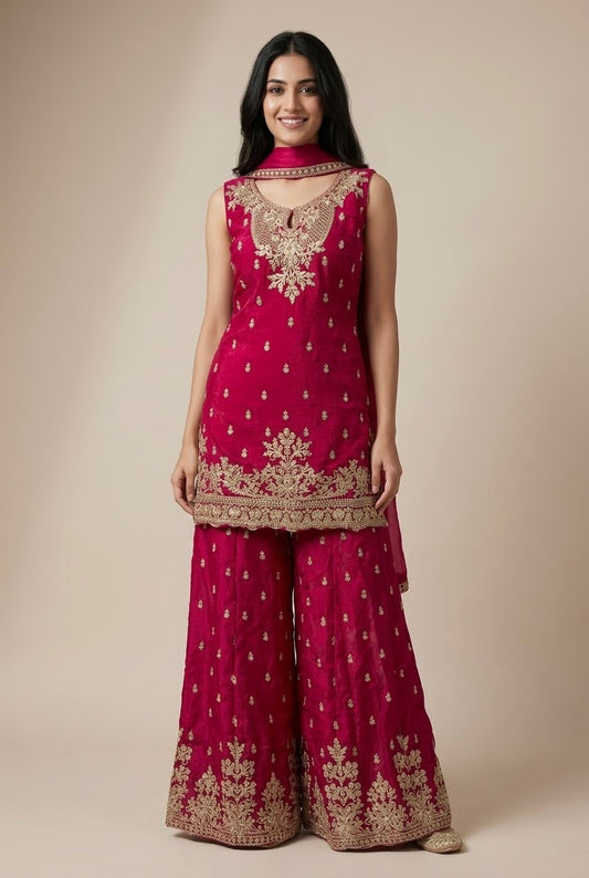 Beautiful embroidered sharara suit SF682