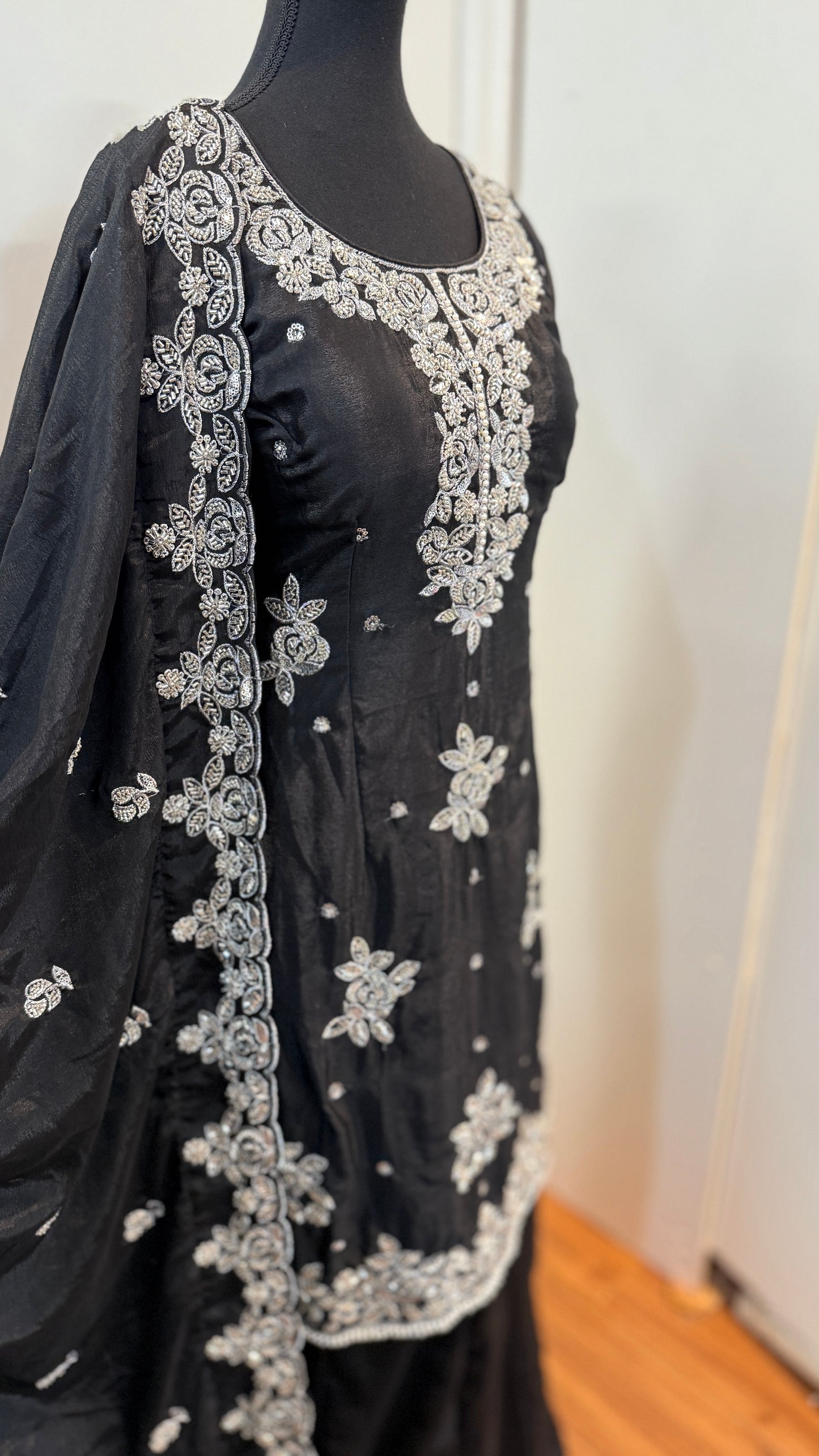Black party wear sharara suit
