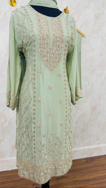 Pure chinnon plazzo suit