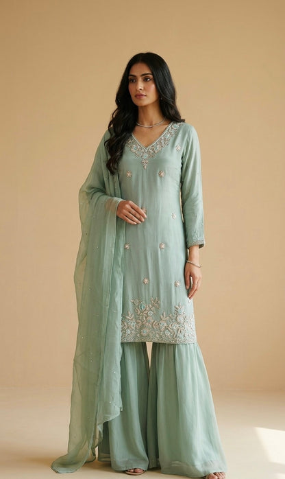 Pure chinnon garara suit