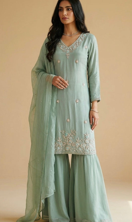 Pure chinnon garara suit