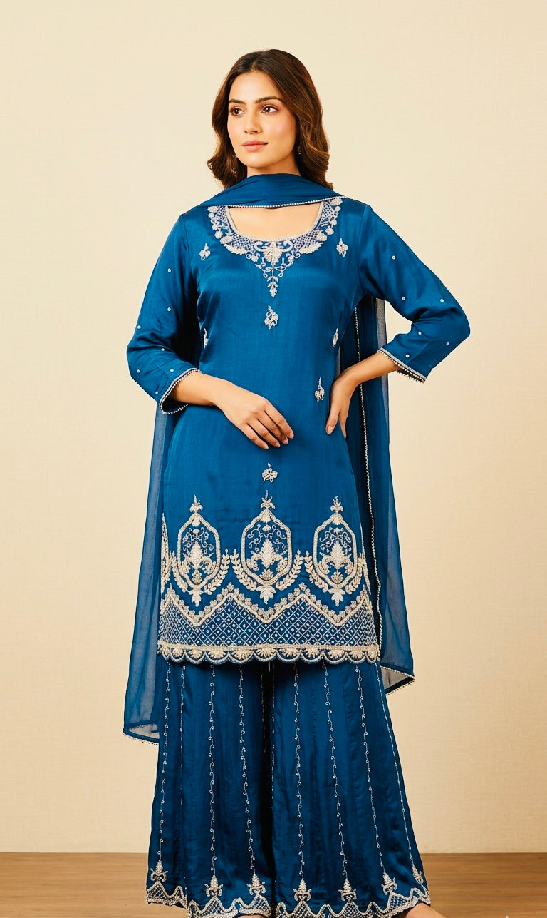 Pure chinnon garara suit