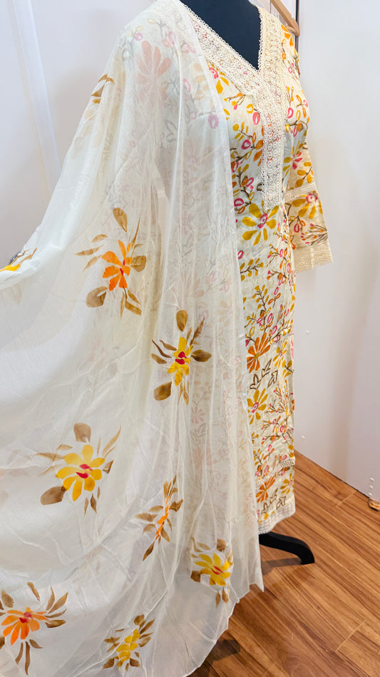 Rayon lace work suit