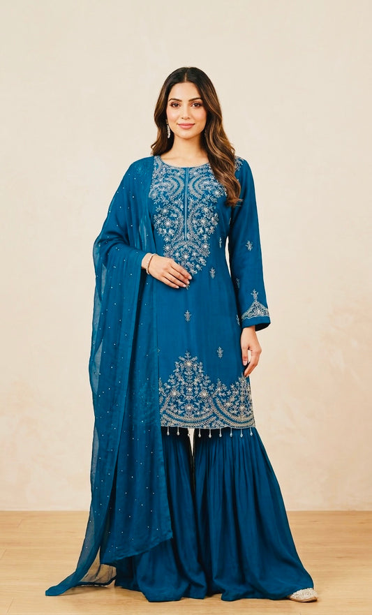 Pure crepe garara suit