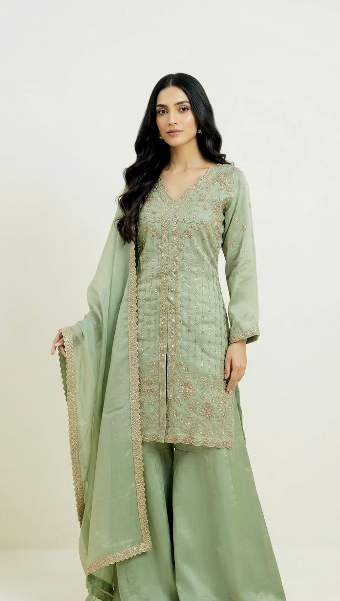 Crepe party wear sharara suit SF450