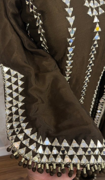 Chinnon mirror work farshi salwar suit