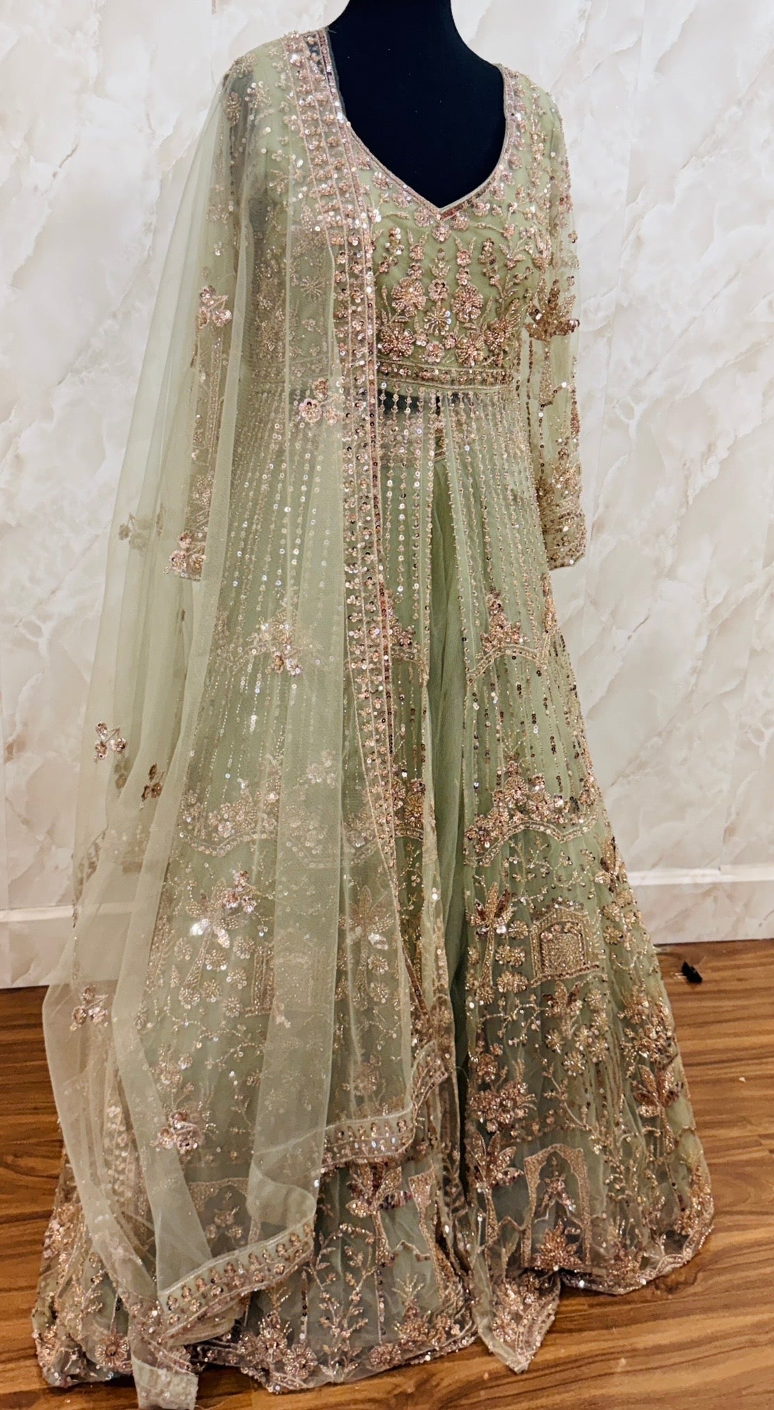 Front slit heavy anarkali with lehnga SF523