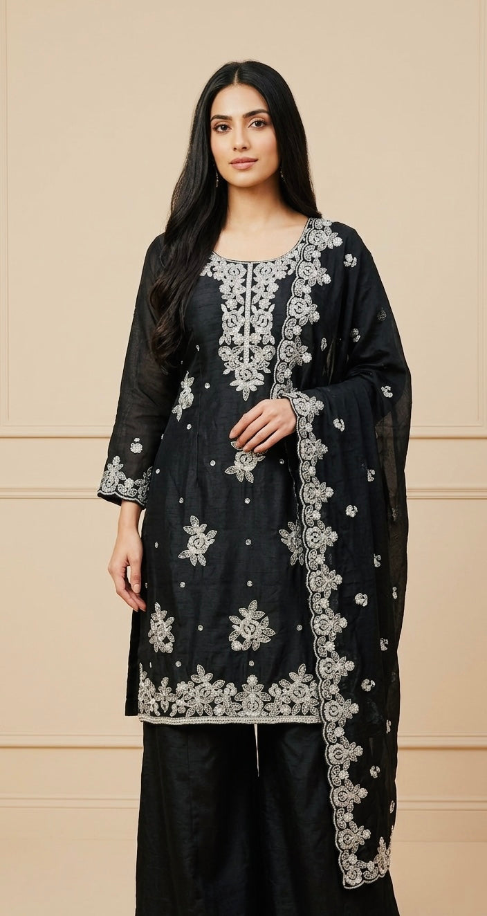 Black party wear sharara suit