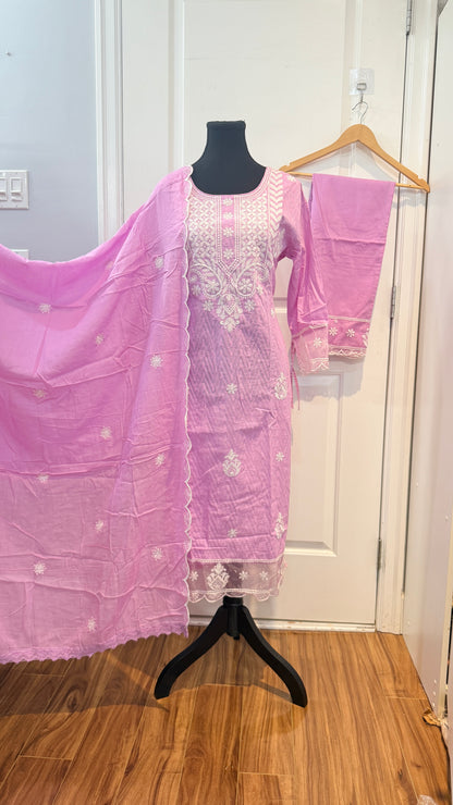 Pure cotton thread work suit