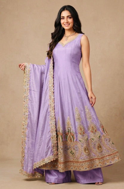 Shimmer silk anarkali suit SF501