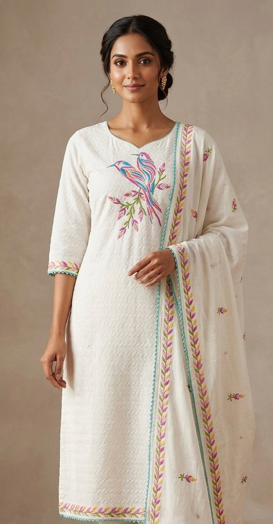 Pure cotton suit with pants and duptta